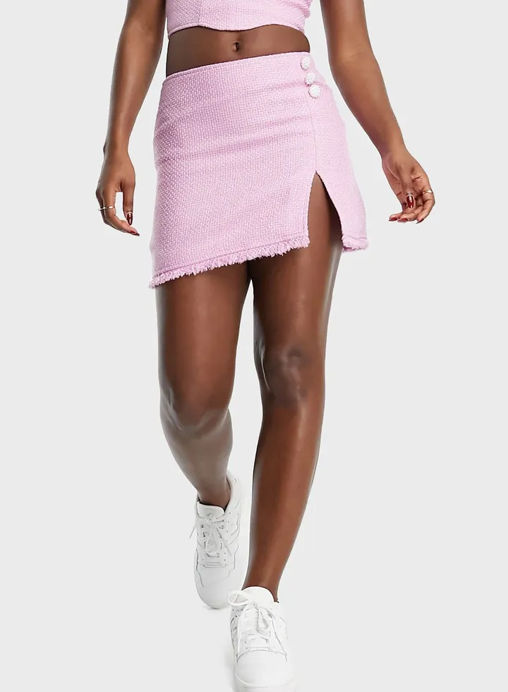 High Waist Side Slit Skirt