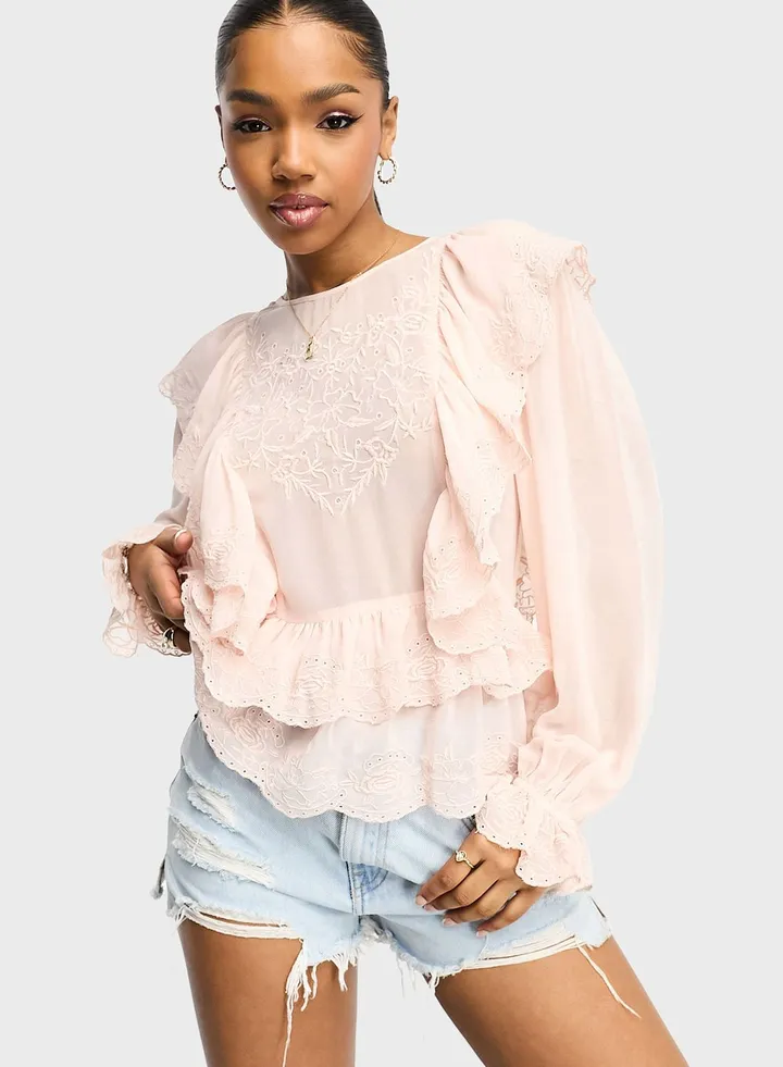 Ruffle Detail Top