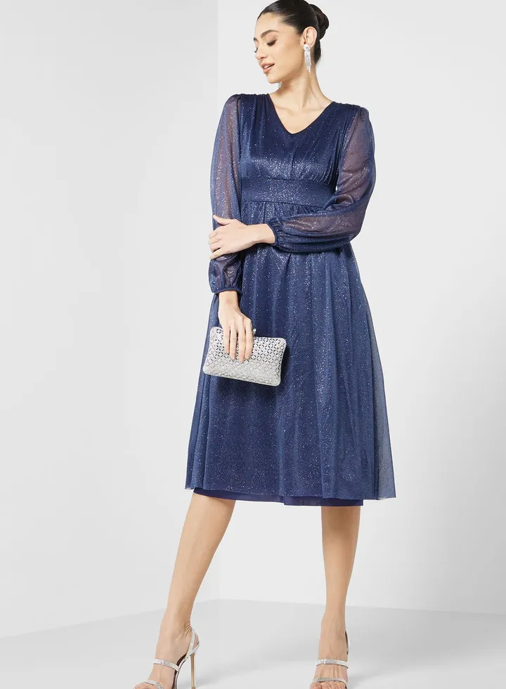 Puff Sleeve A-Line Dress