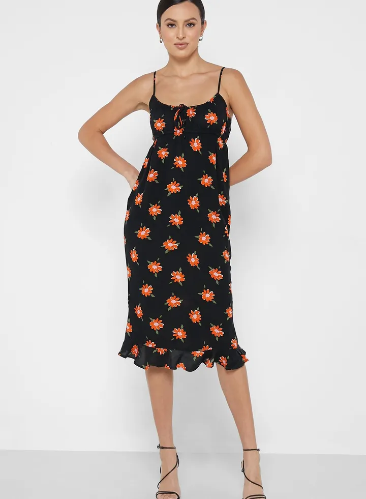 Strappy Floral Print Dress