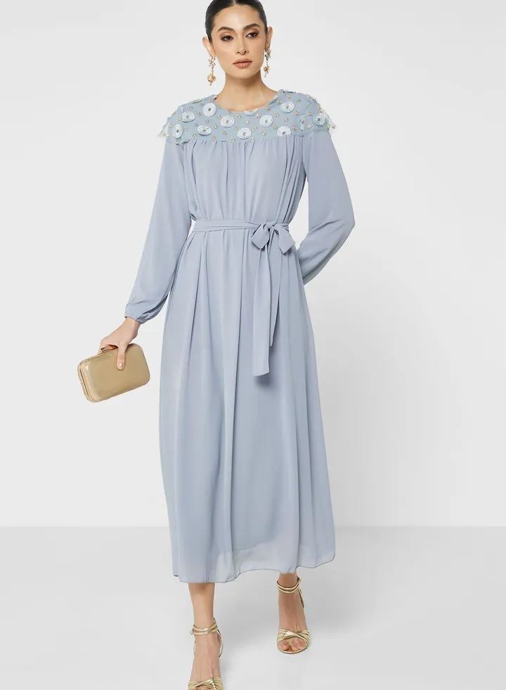 Belted A-Line Dress