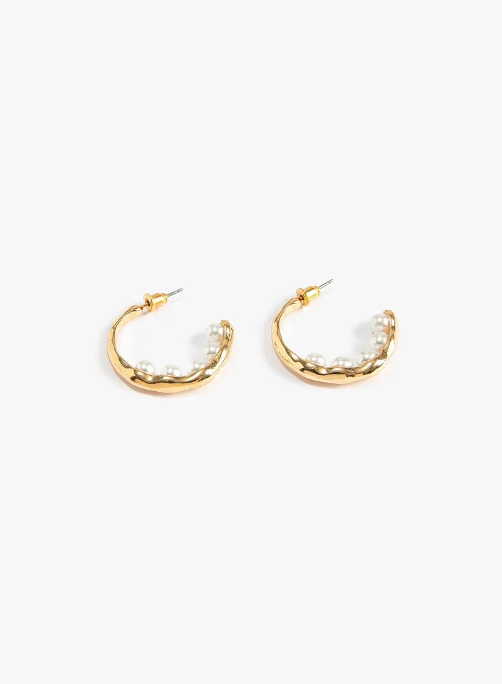 Hoop Earrings Pearl Detail