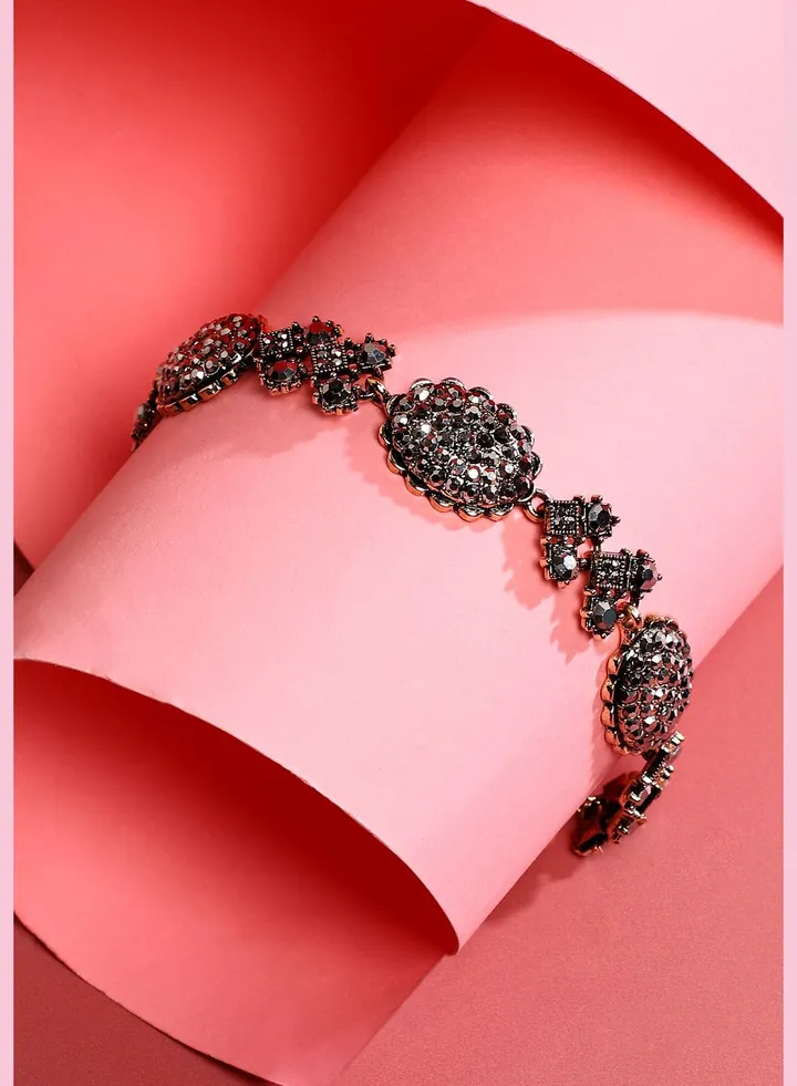 Gold Plated Designer Stone Party Wear Bracelet For Women