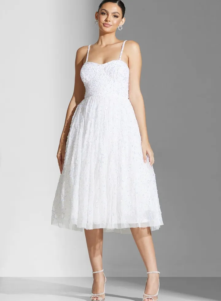 Embroidered Sweetheart Neck Bridal Dress