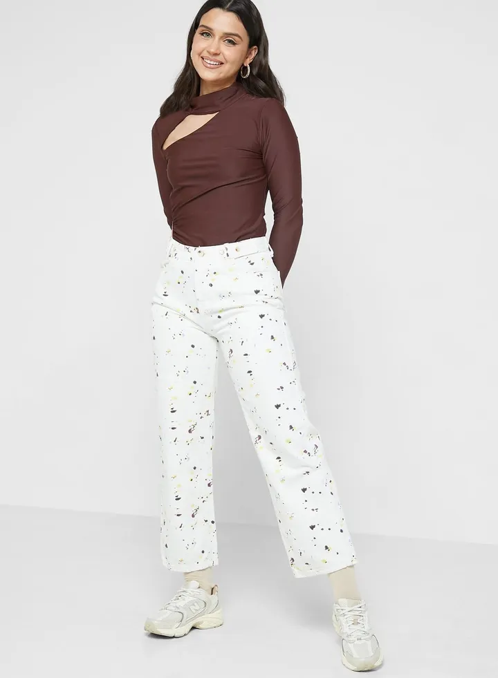 Printed Mom Fit Jeans
