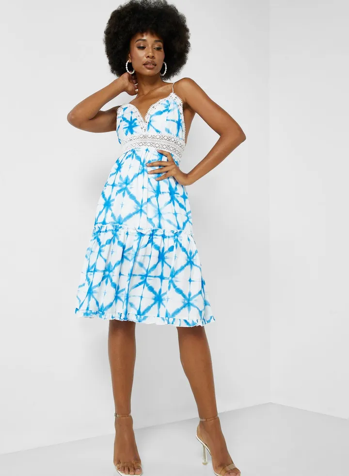 Printed Tiered Strappy Dress