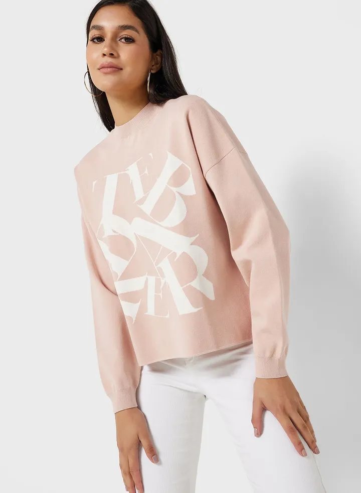 Puff Sleeve Printed Sweatshirt