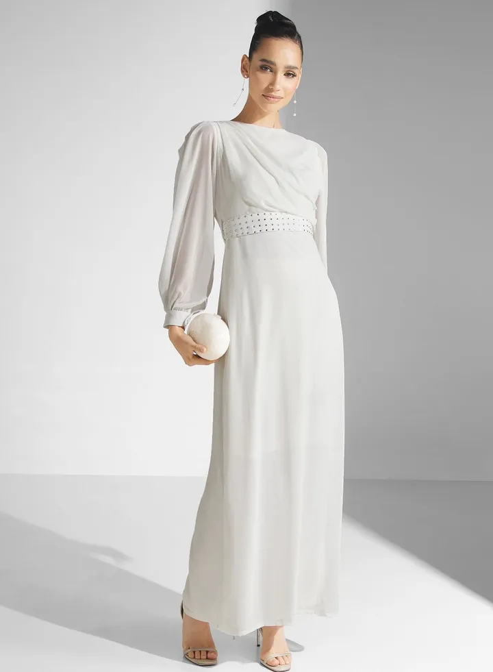 Puff Sleeve Belted Dress