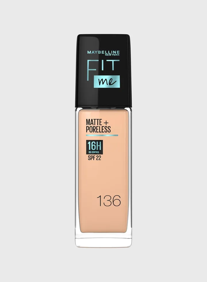 Fit Me Foundation Matte & Poreless Foundation 16H Oil Control with SPF 22 - 136