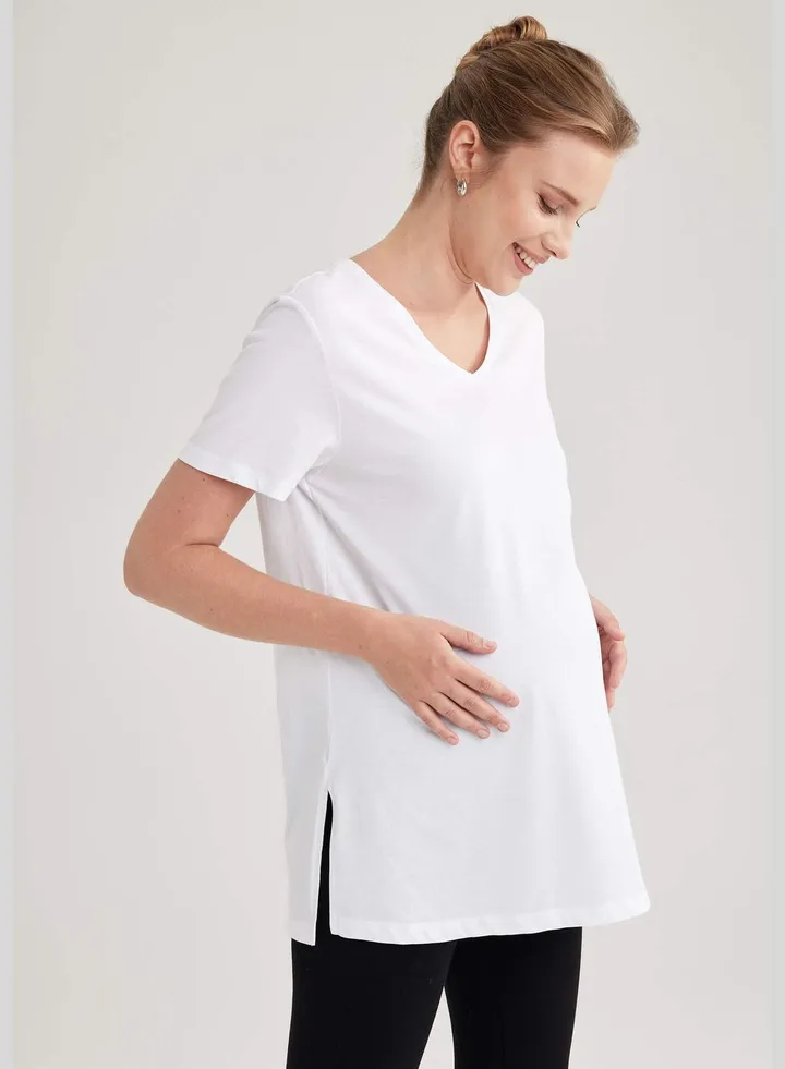 Short Sleeve Long Maternity T-Shirt