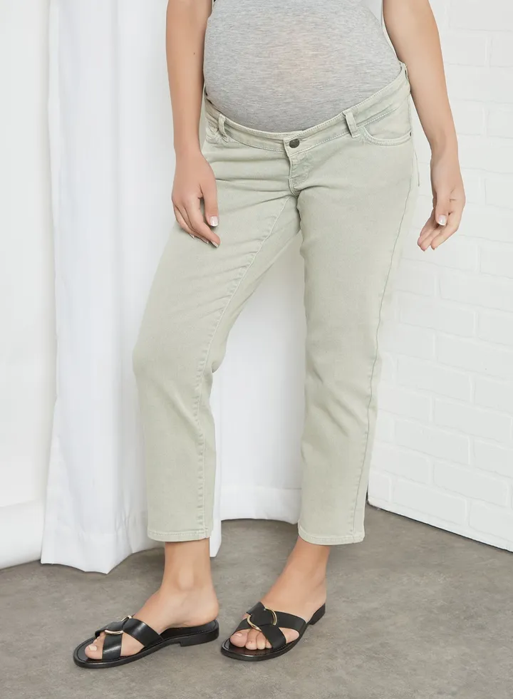 Maternity Cropped Jeans Jadeite