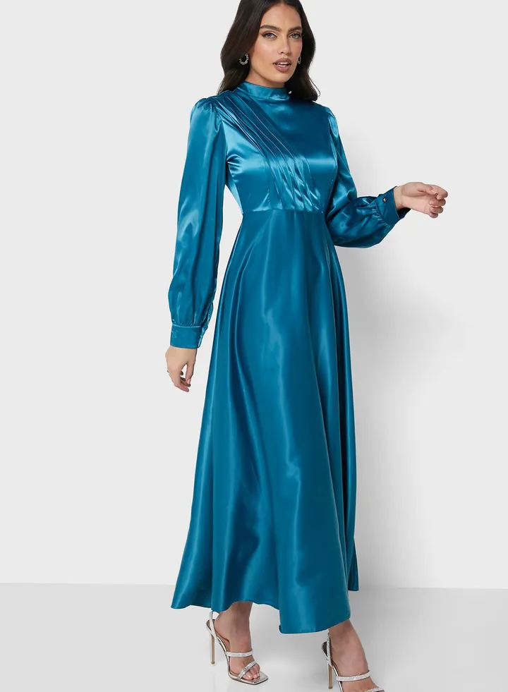 Puff Sleeve Belted Dress
