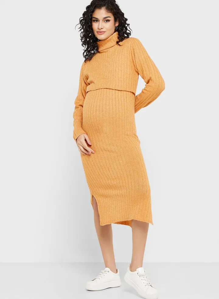 Turtle Neck Knitted Dress
