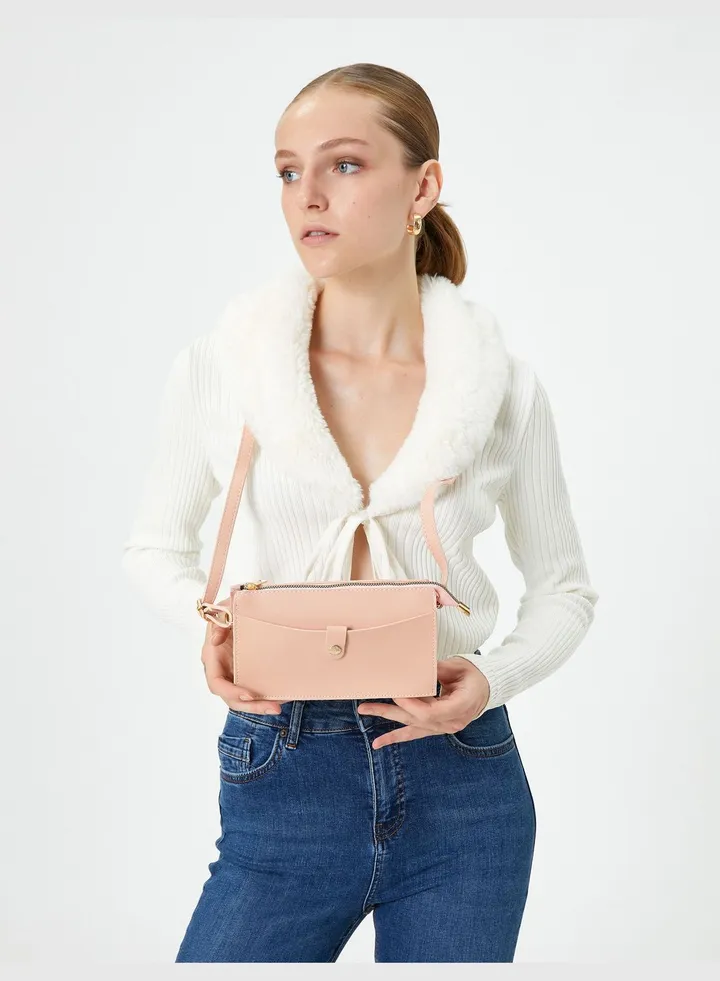 Faux Leather Zipper Detail Cross Bag