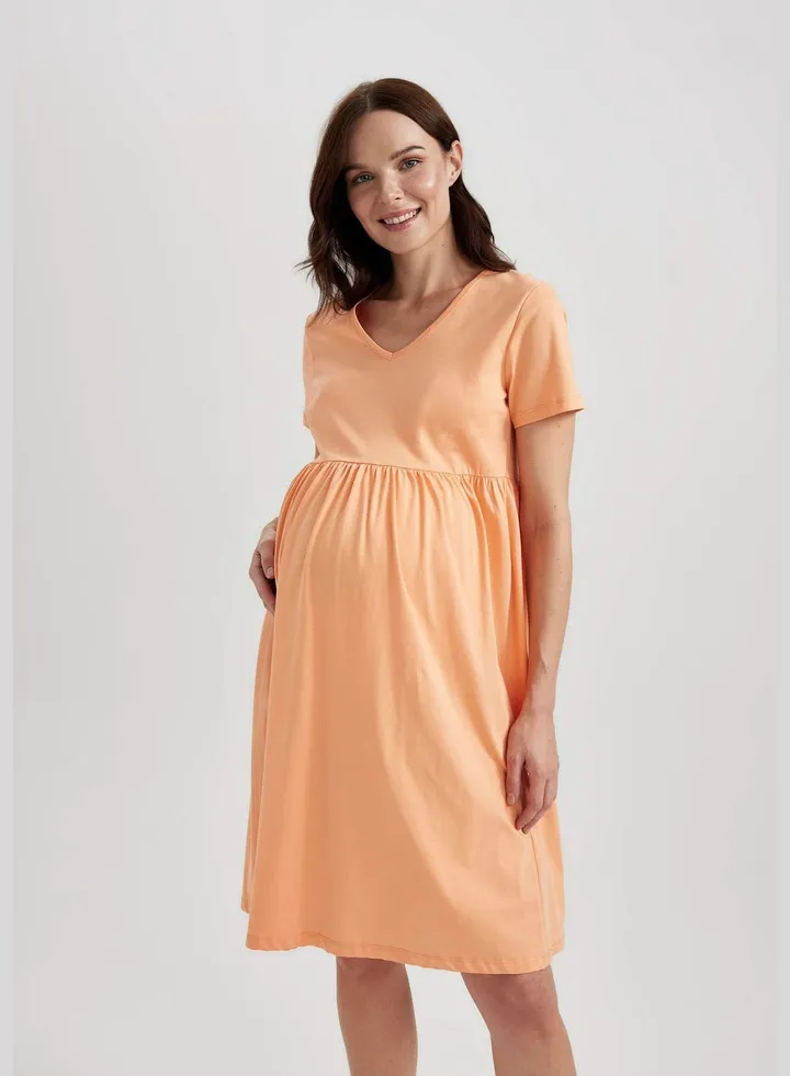 Regular Fit Shorts Sleeve Mini Maternity Dress