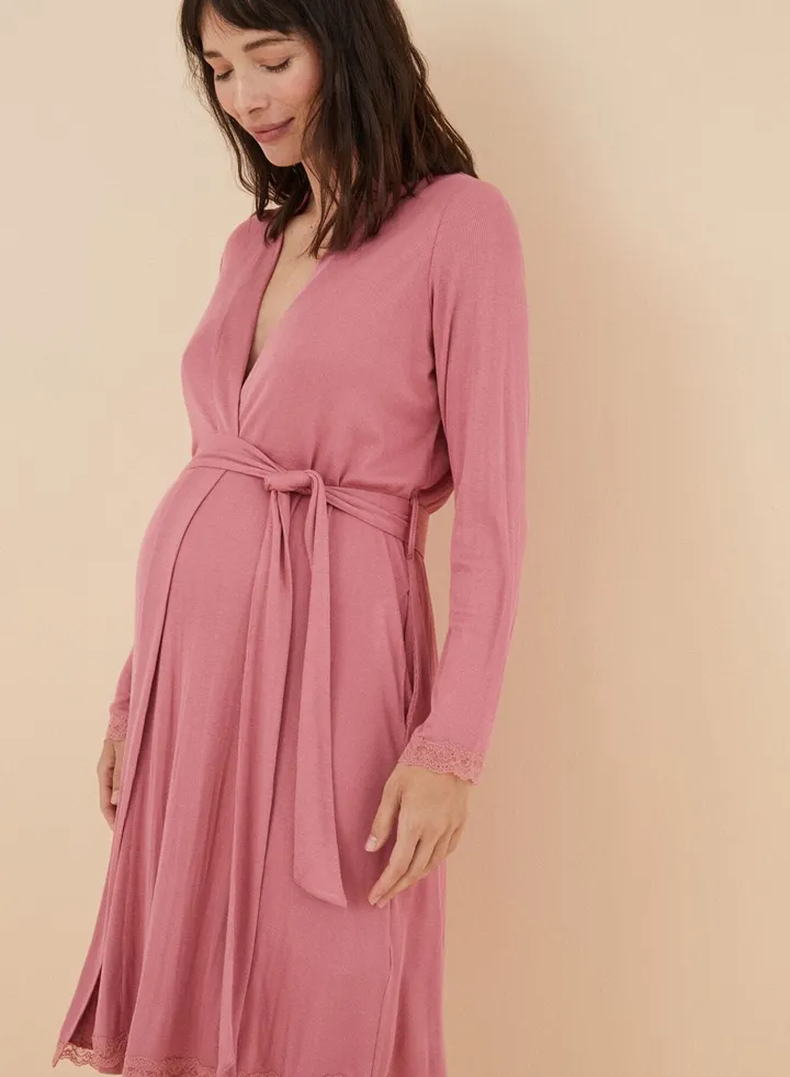 Ribbed Maternity Robe