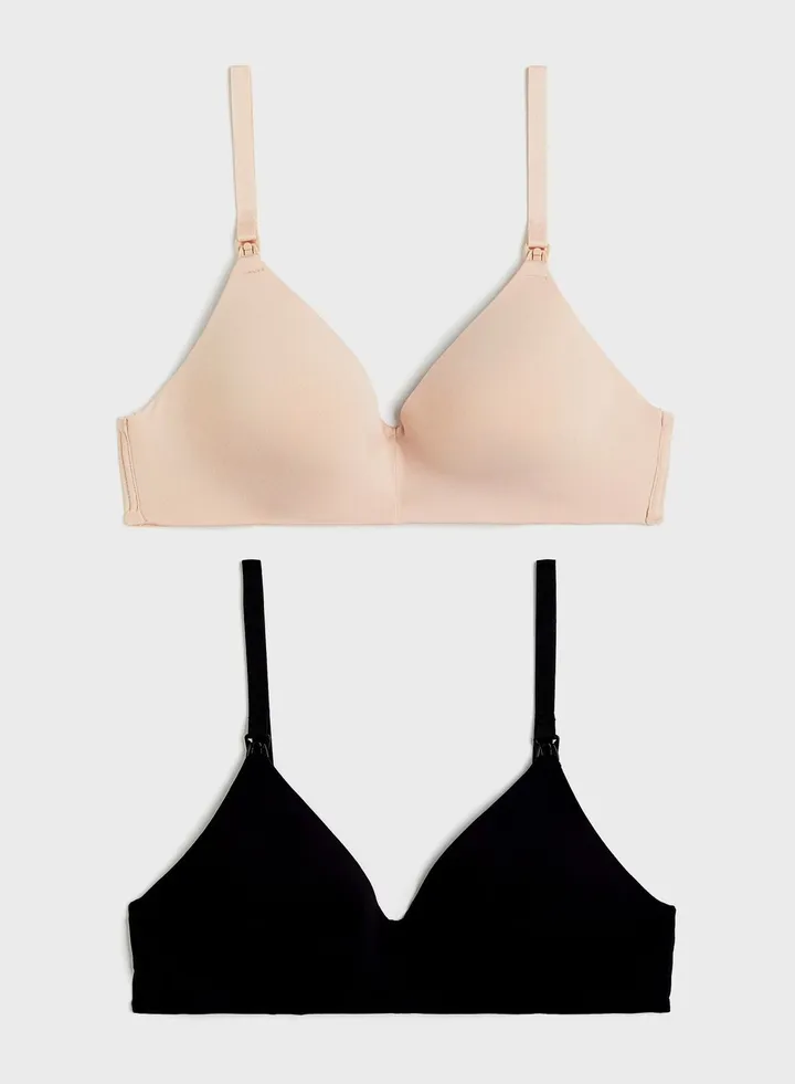 2 Pack Lace Detail Bra