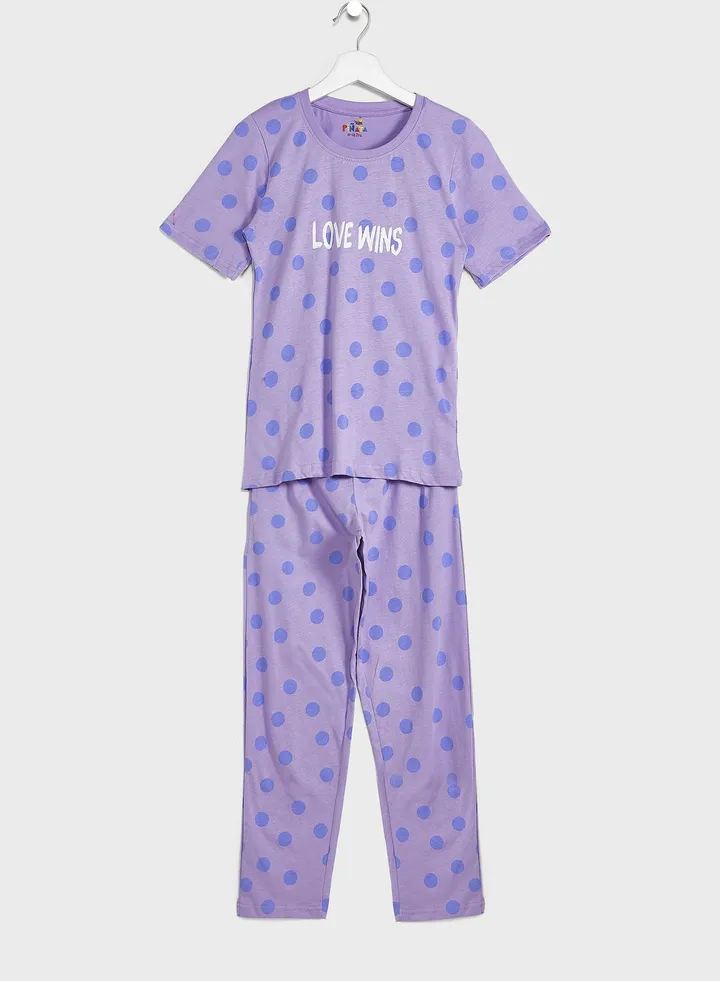 Polka Dot Aop Pj Set