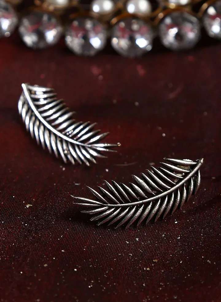 Silver-Plated Feather Earrings