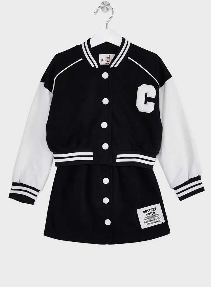 Girls Baseball Jacket And Skirt Set