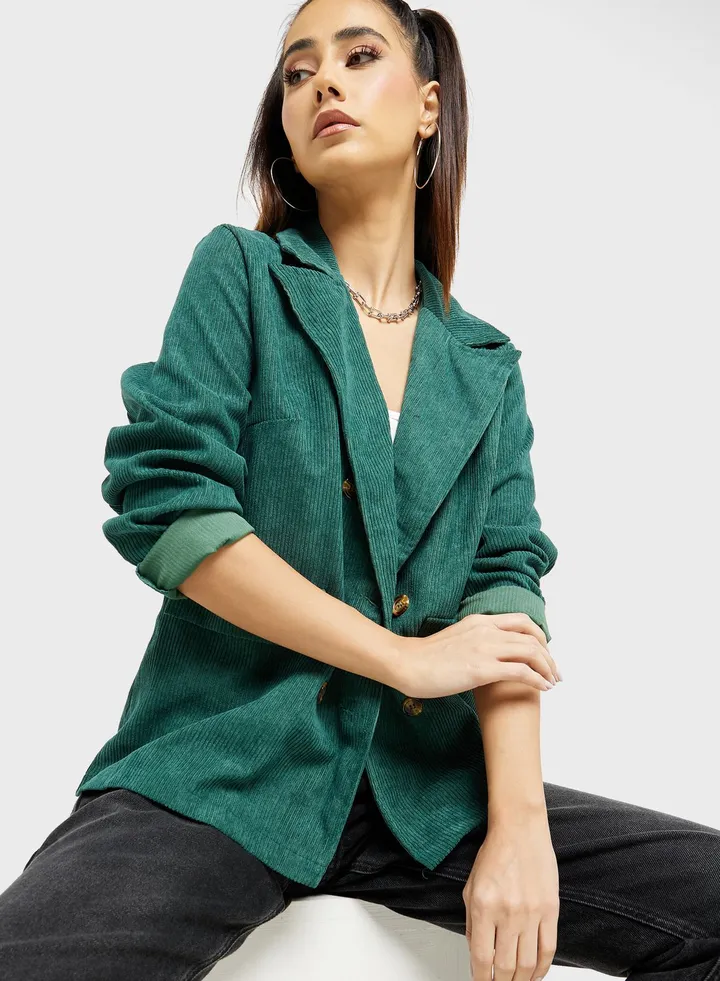 Retro Lapel Corduroy Blazer