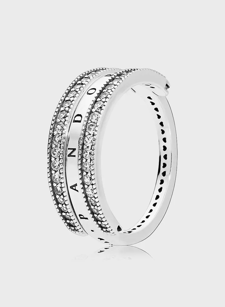 Pandora Logo & Hearts Ring