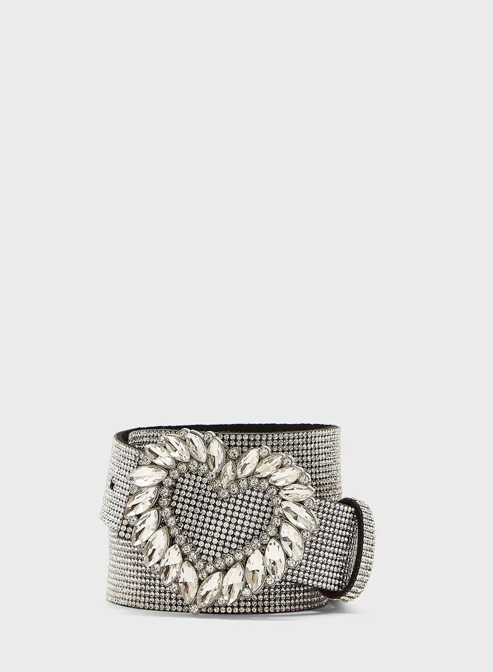 Heart Buckle Jewelled Belt