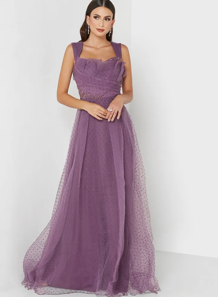 Ruched Detail Tulle Dress