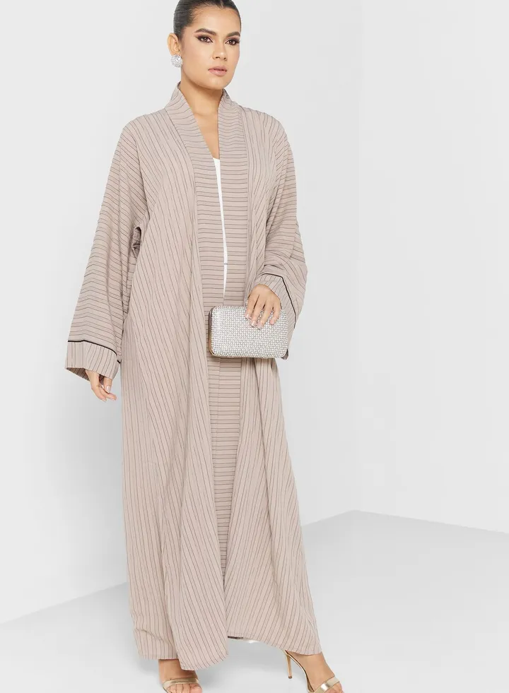 Striped Piping Detail Abaya
