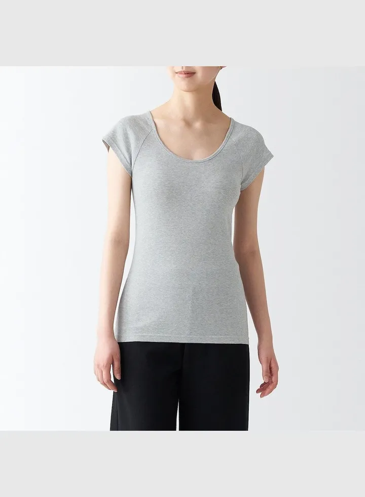 Cotton Ribbed French Sleeve T Shirt