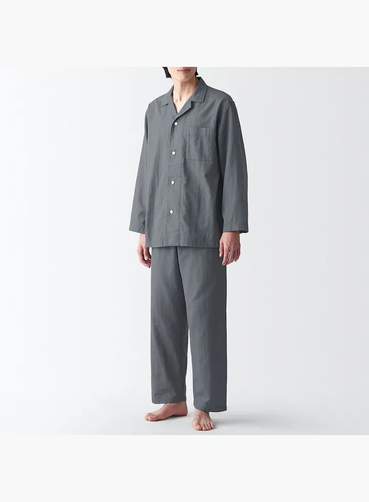 Side Seamless Double Gauze Long Sleeves Pajamas