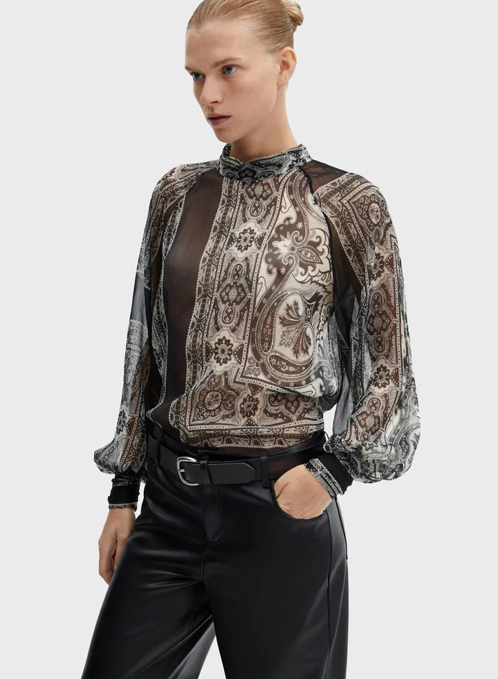 Balloon Sleeve Printed Top