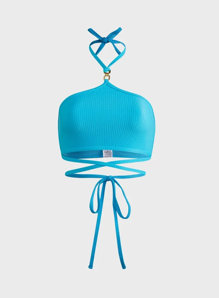 Wrap Strap Halter Bikini Top