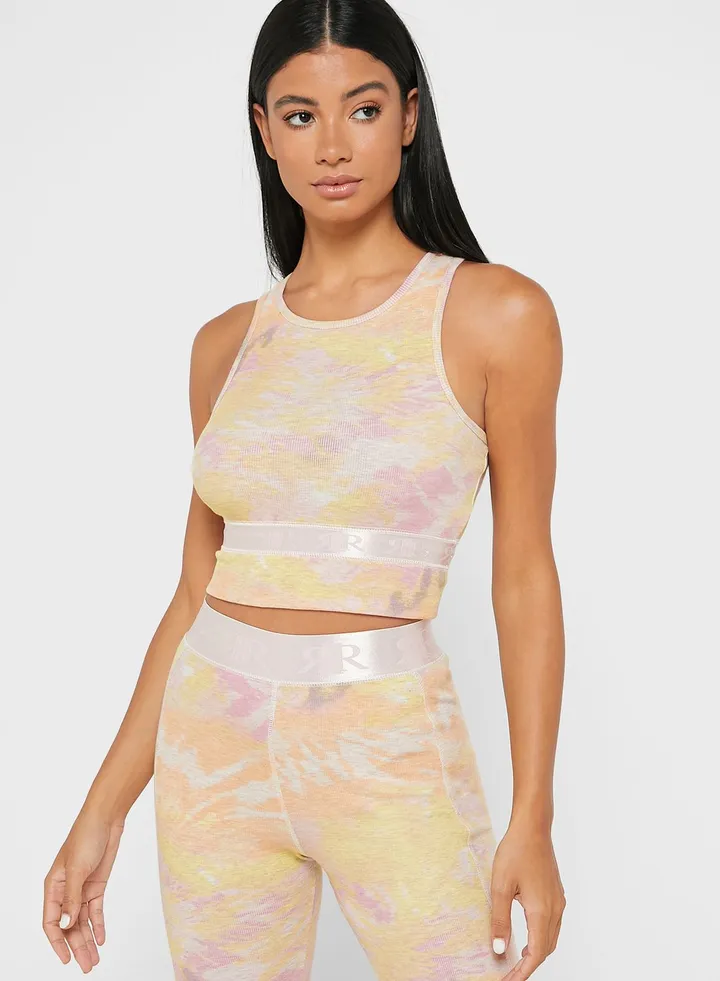 Tie Dye Rib Racer Bra