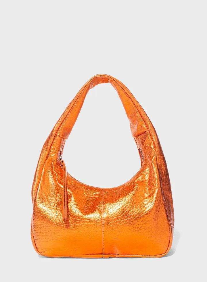 Metallic Leather Crossbody Bag.