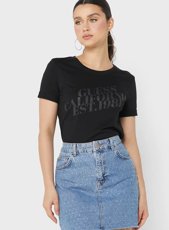 Roll Sleeve Logo T-Shirt