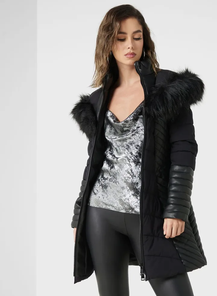 Zip Detail Fur Jacket