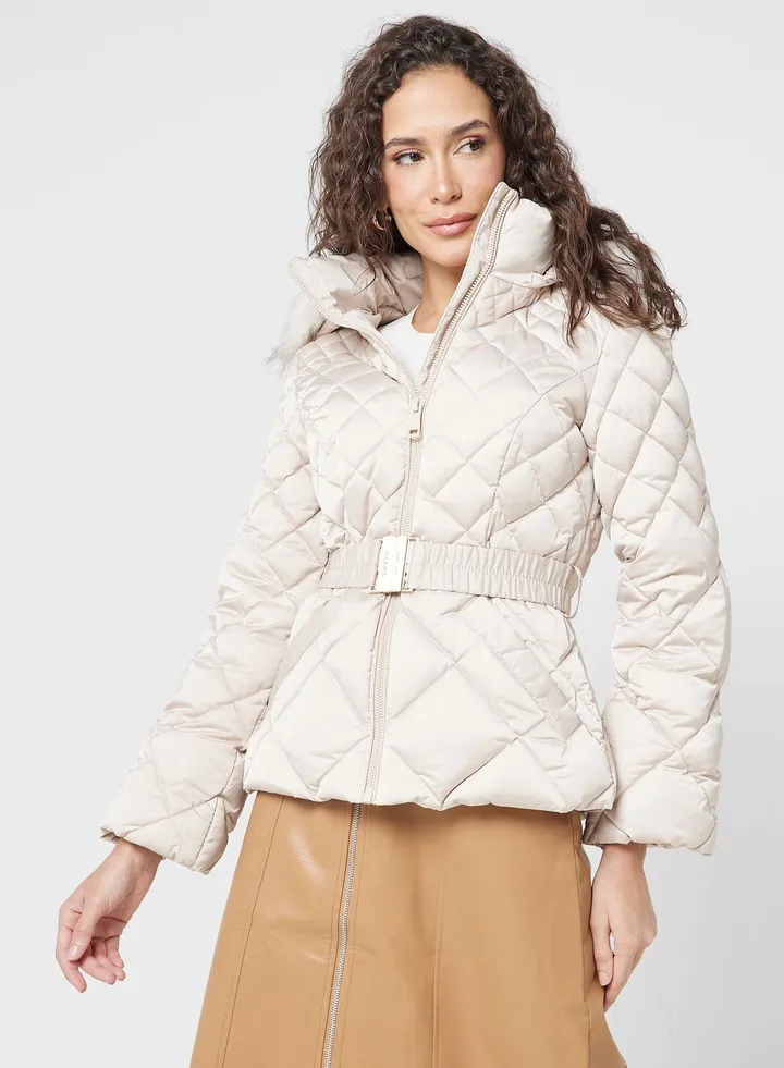 Belted Fut Detail Jacket