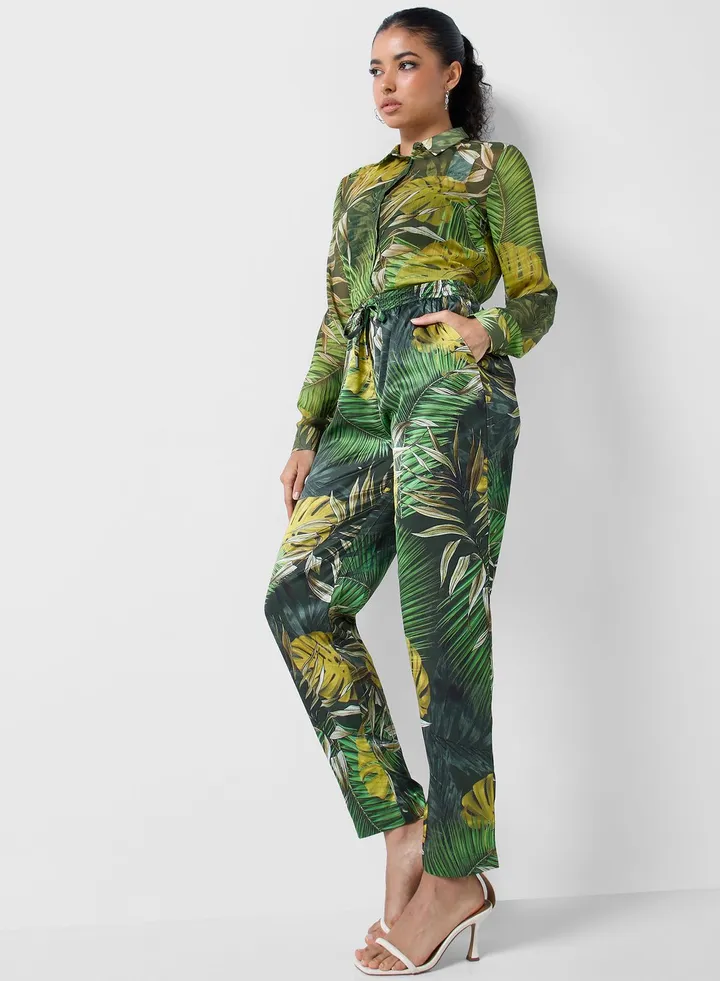 Printed Pocket Detail Pants