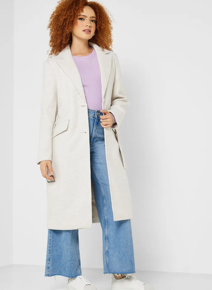 Belted Pocket Detail Coat
