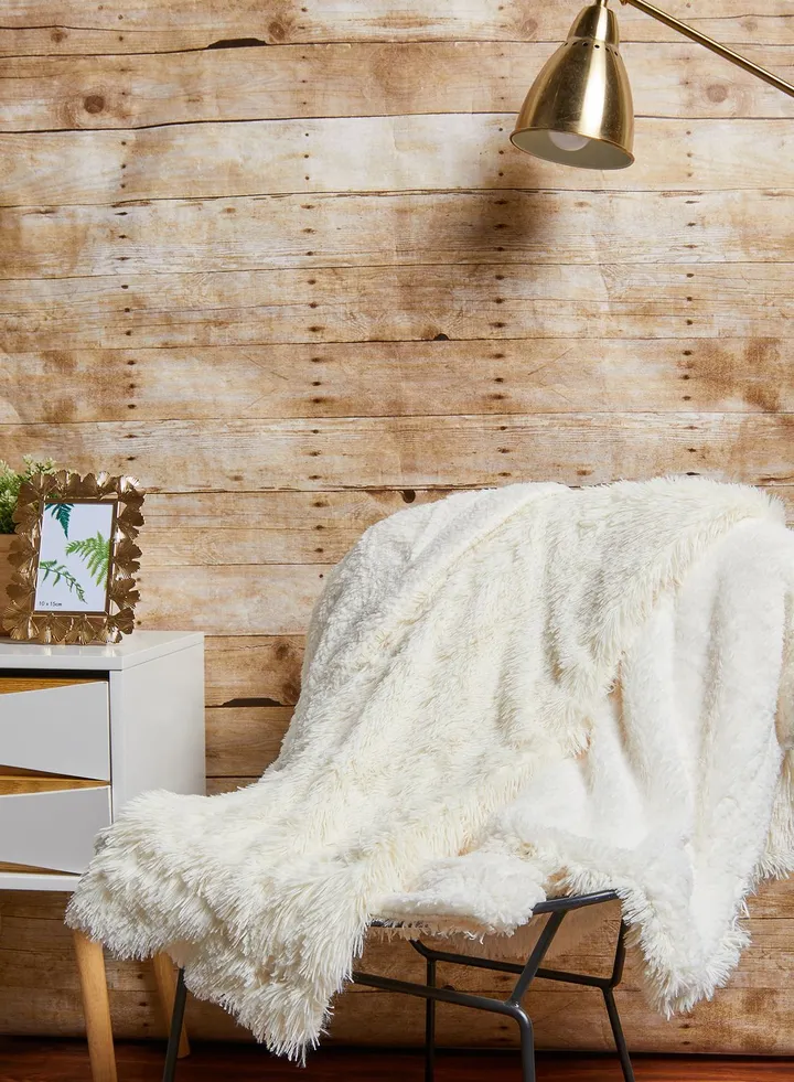 Cream Faux Fur Blanket 200cm X 220cm