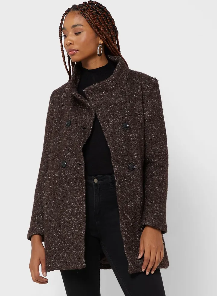 High Neck Knitted Coat