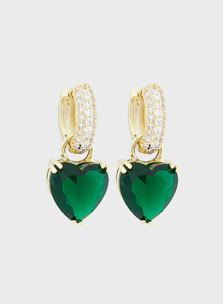 Diamante Heart Hoops