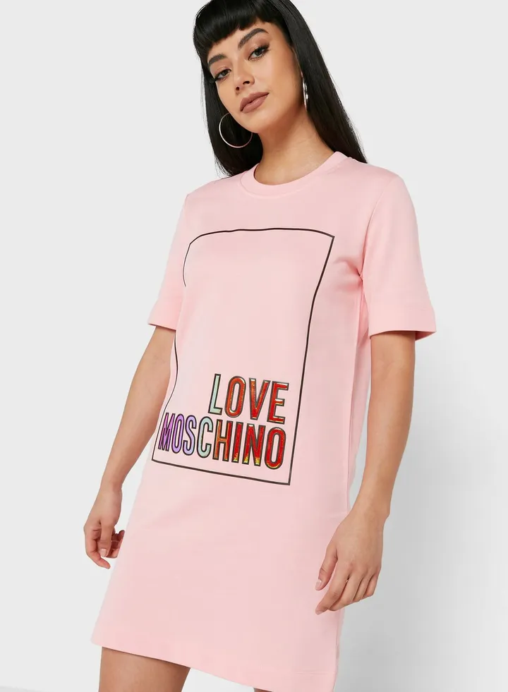 Round Neck Graphic Dress