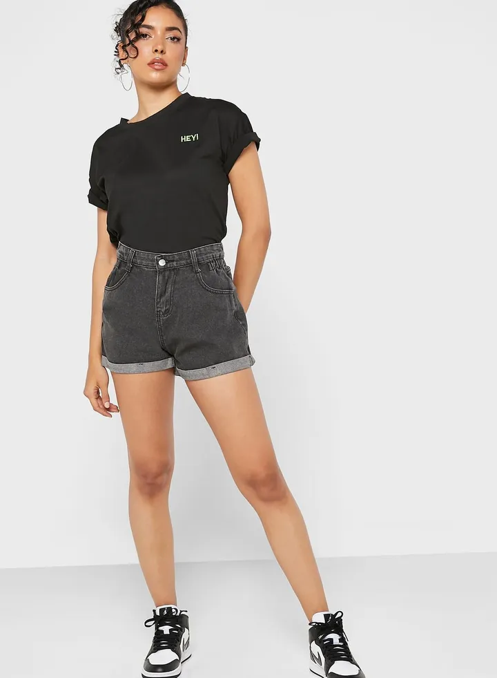 Paperbag Denim Shorts