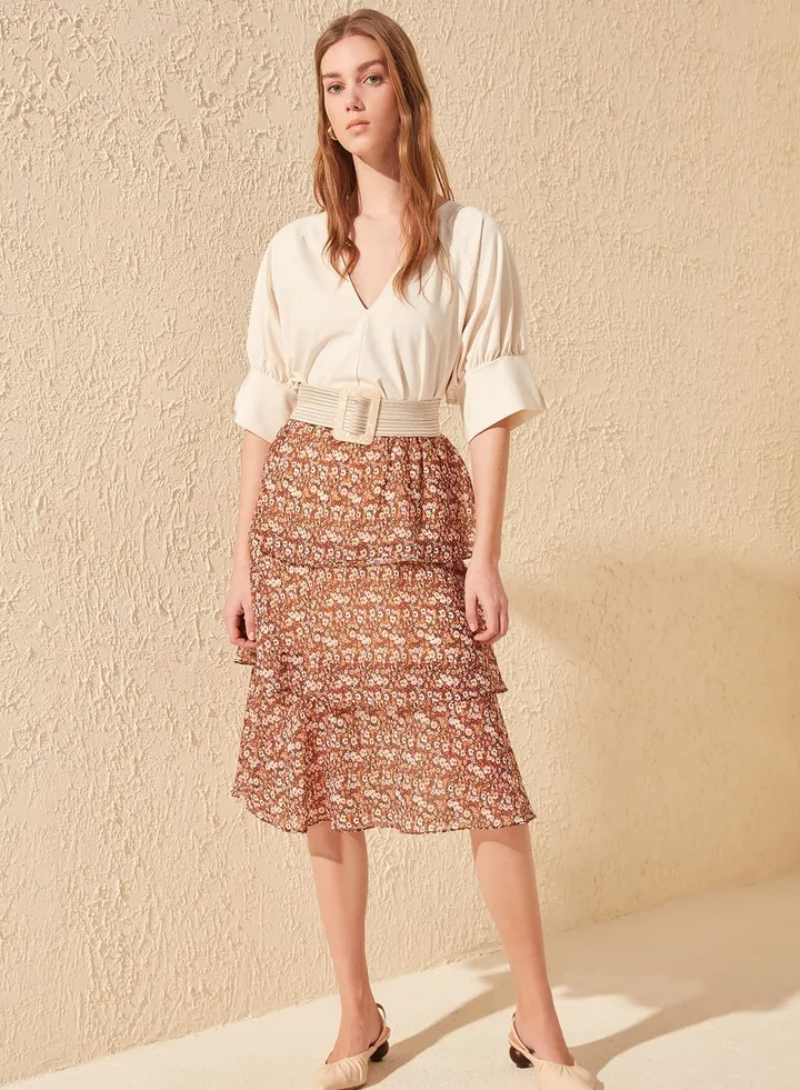 Printed Midi Skirt