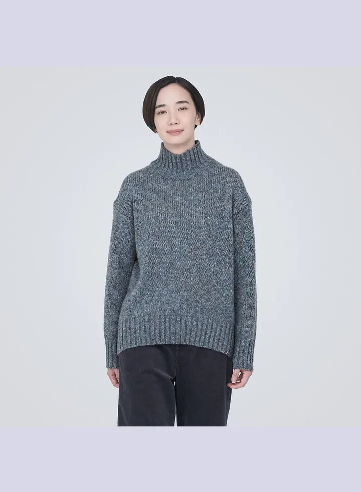 Wool Yak Blend Nep Yarn High Neck Sweater