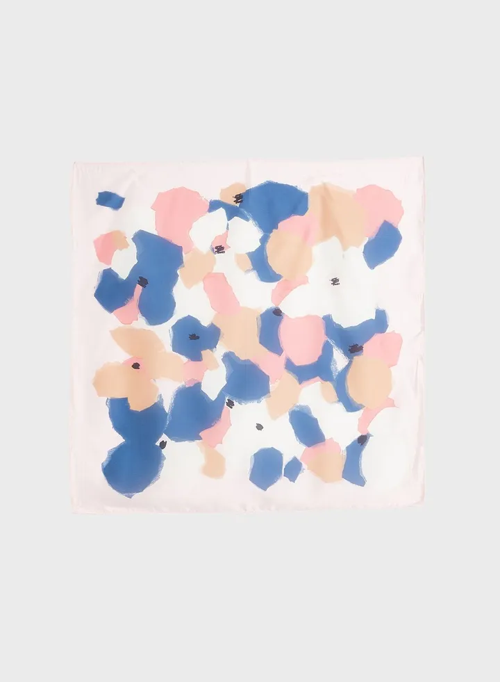 Oversized Floral Print Silky Scarf
