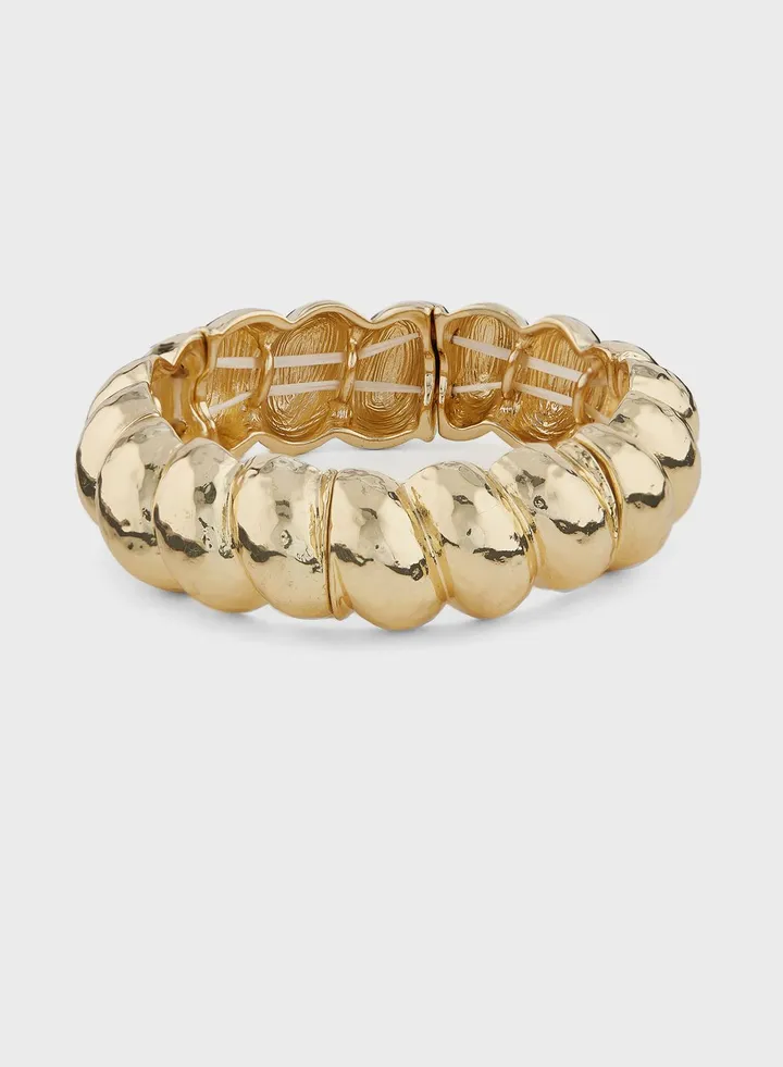 Hammered Statement Elastic Bracelet