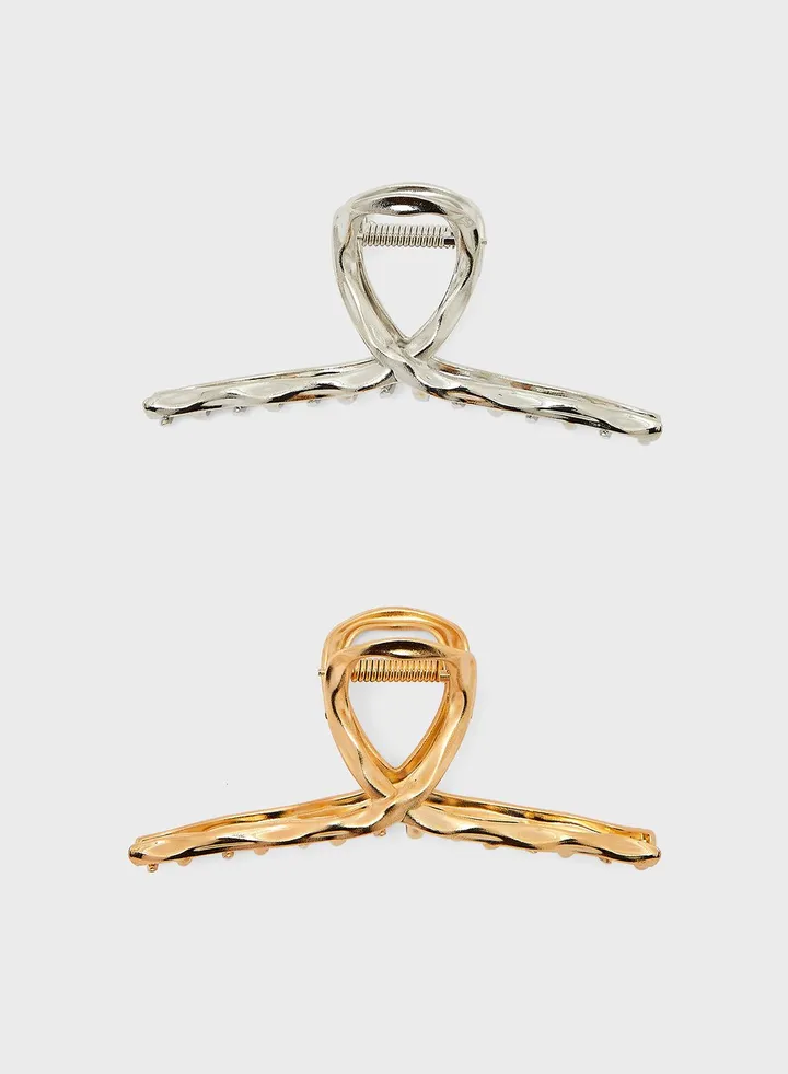 2 Pack Metallic Hair Claw Clip